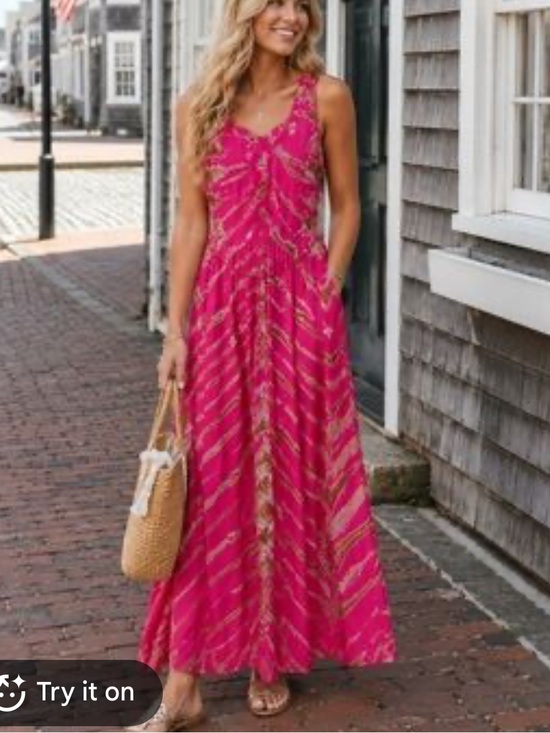 Young Fabulous & Broke Dresses & Skirts - Young Fabulous & Broke Women’s Pink Striped Maxi Dress Sleeveless Summer Dress L